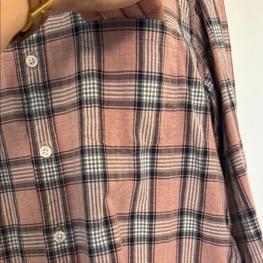 Men’s J. Crew Slim Fit Plaid Button Down Shirt - Salmon Pink Blue Size M